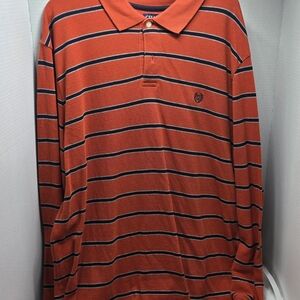Chaps Men's Polo Shirt - Orange and Black Stripes